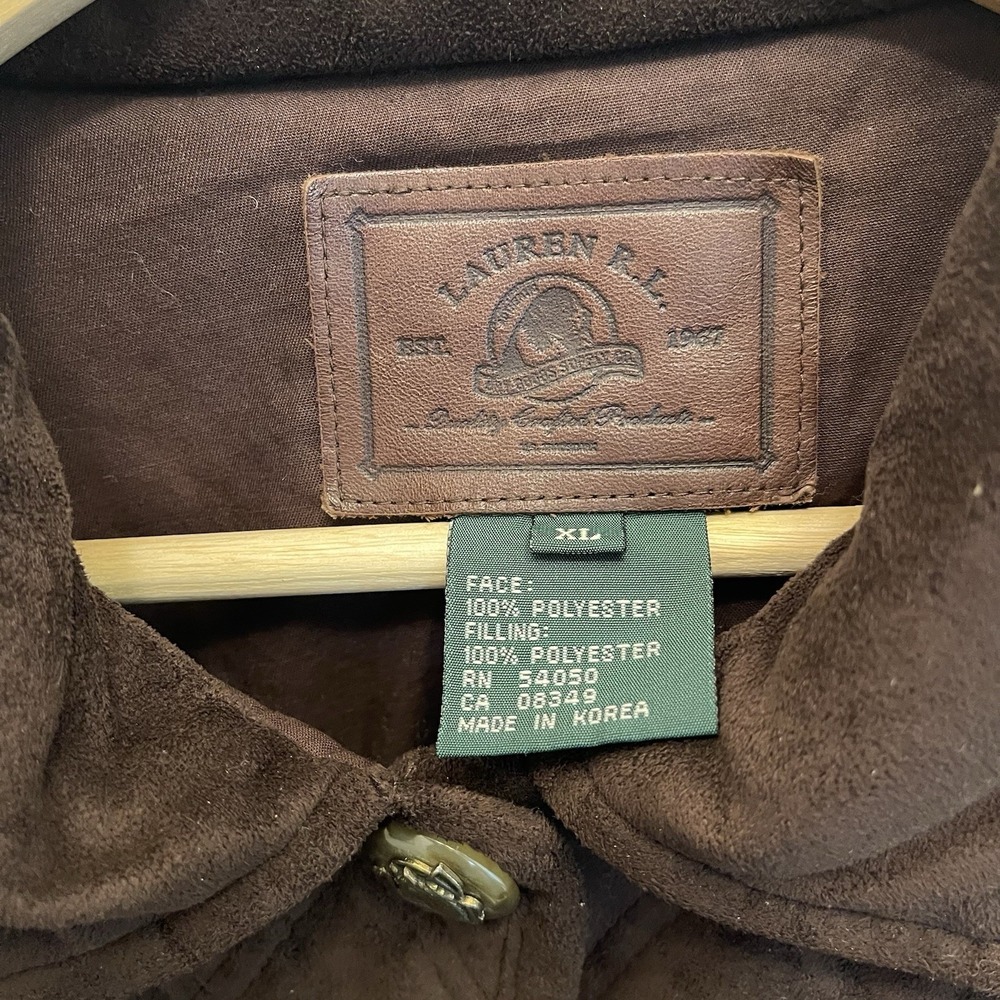 Lauren Ralph Lauren Womens XL Quilted Velvet Velour Brown Barn Coat Jacket - Picture 6 of 9
